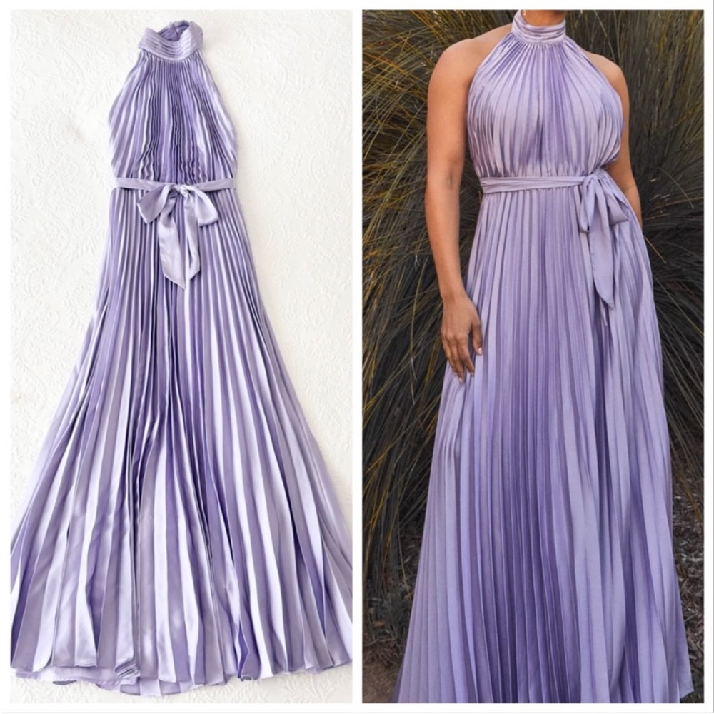 Lulu’s lavender backless pleated Maxi dress